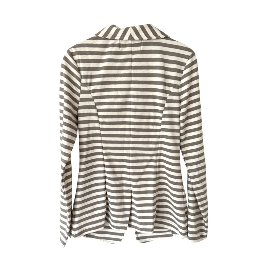 Caslon Women’s Gray White Striped Blazer Jacket Size Small Cotton - Picture 8 of 16